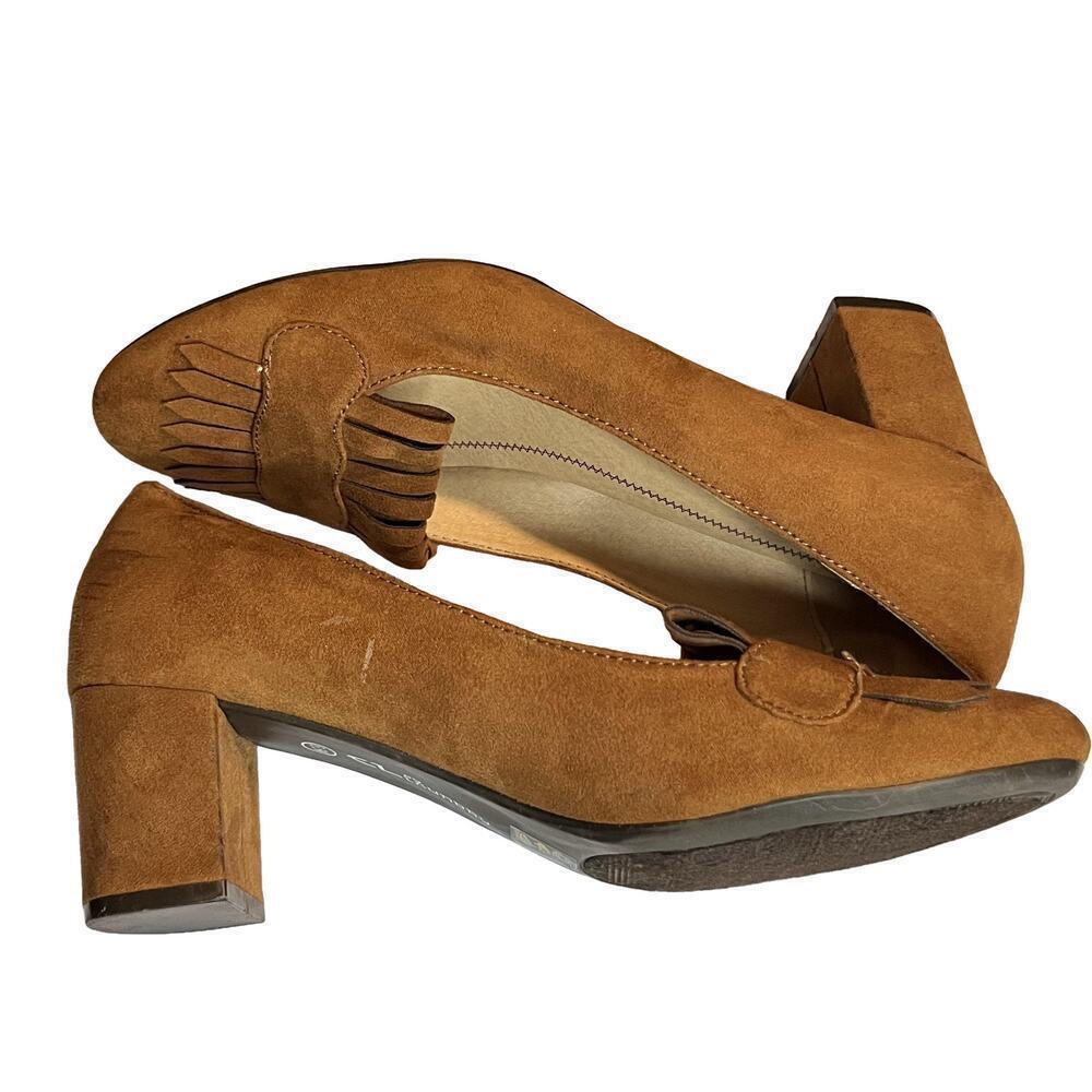 Chinese Laundry Anete Fringe Suede Block Heel Pumps sz 6.5 womens Oxford loafer - Picture 9 of 11
